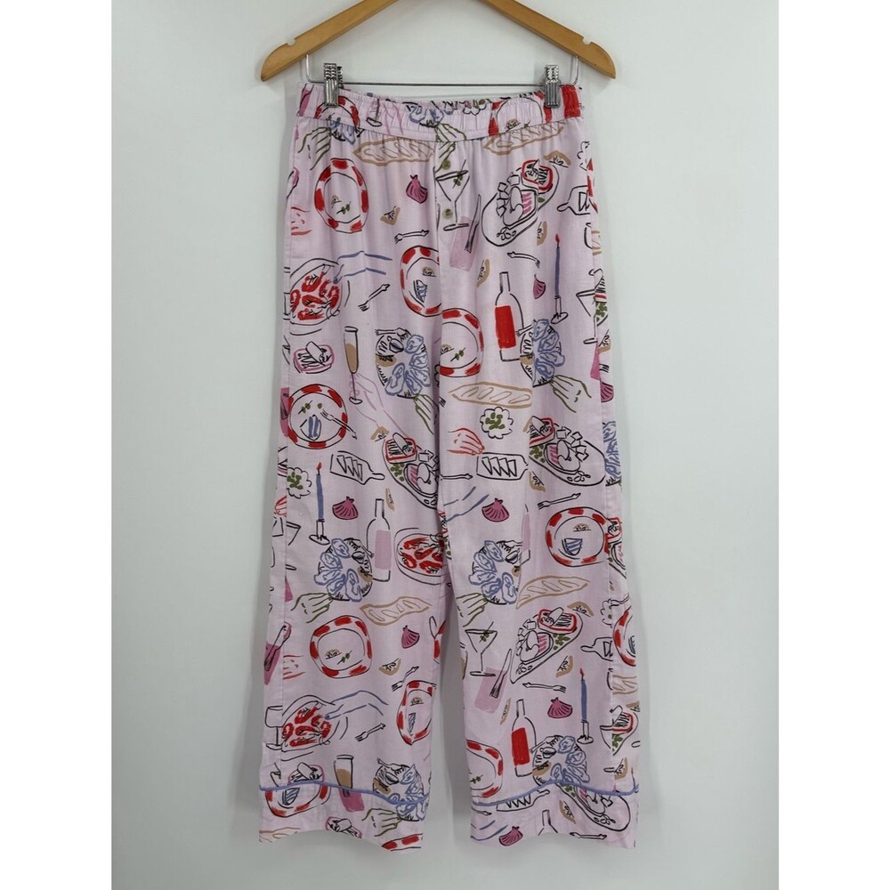 Anthropologie LyreBird x Phthalo Ruth Printed Wide Leg Pajama Pants | Pink | S